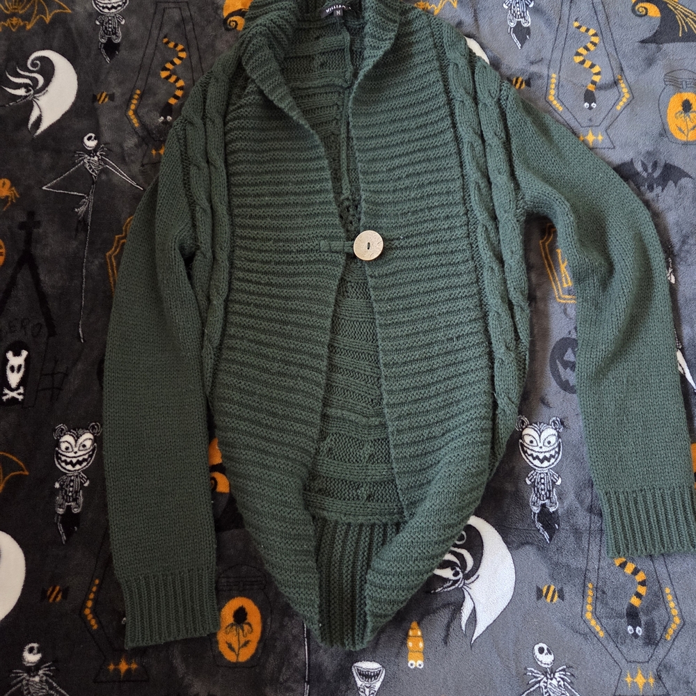 Green Cable Knit Women's Sweater